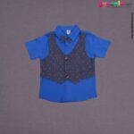 TOFFY HOUSE Party wear dress set for baby boy with scooters print- blue and gray