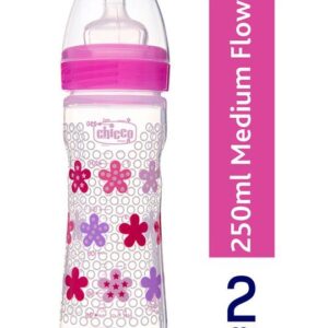 Chicco Feeding bottle Narrow neck Well being 250ml 2m+ Pink