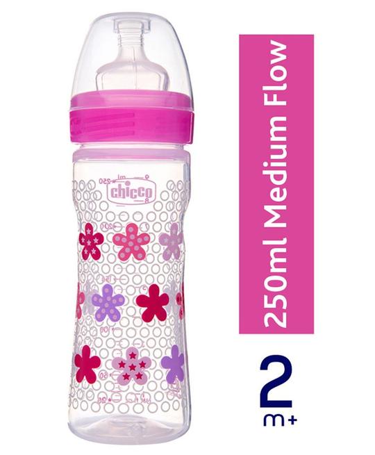 Chicco Feeding bottle Narrow neck Well being 250ml 2m+ Pink
