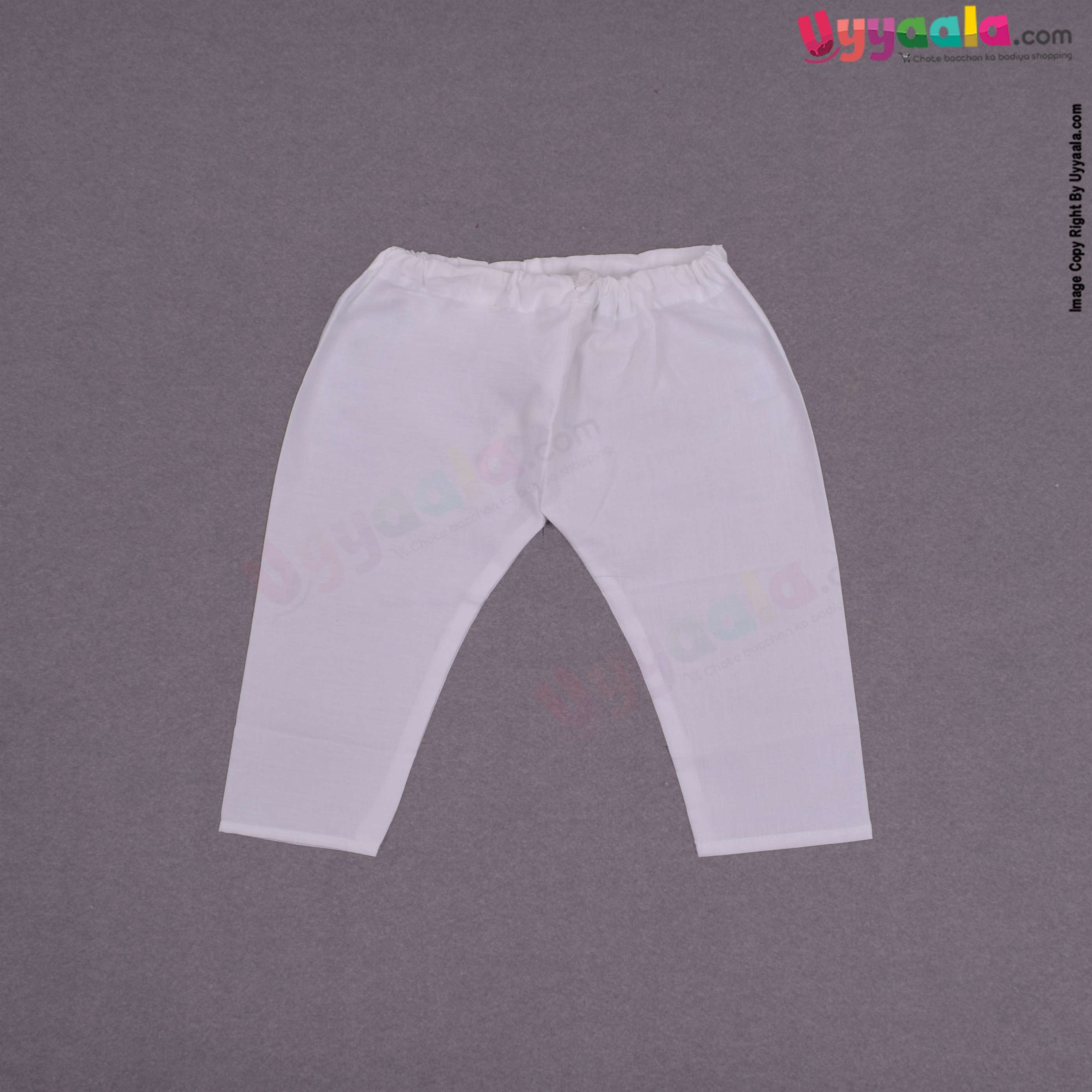 Soft linen cotton ethnic wear kurta & pajama set for boys - white