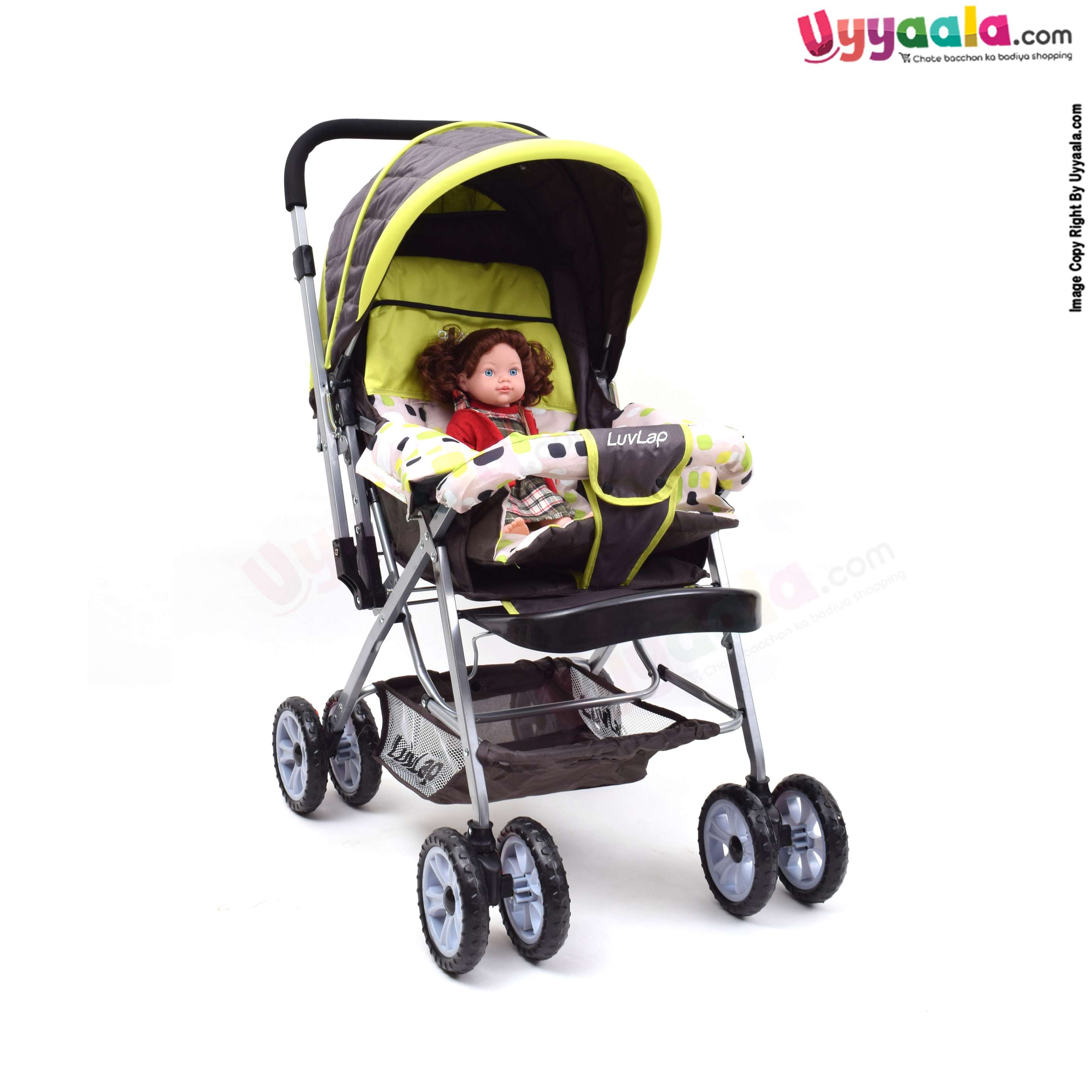 LUVLAP Baby sunshine - the rocking baby stroller and pram for babies - green & black