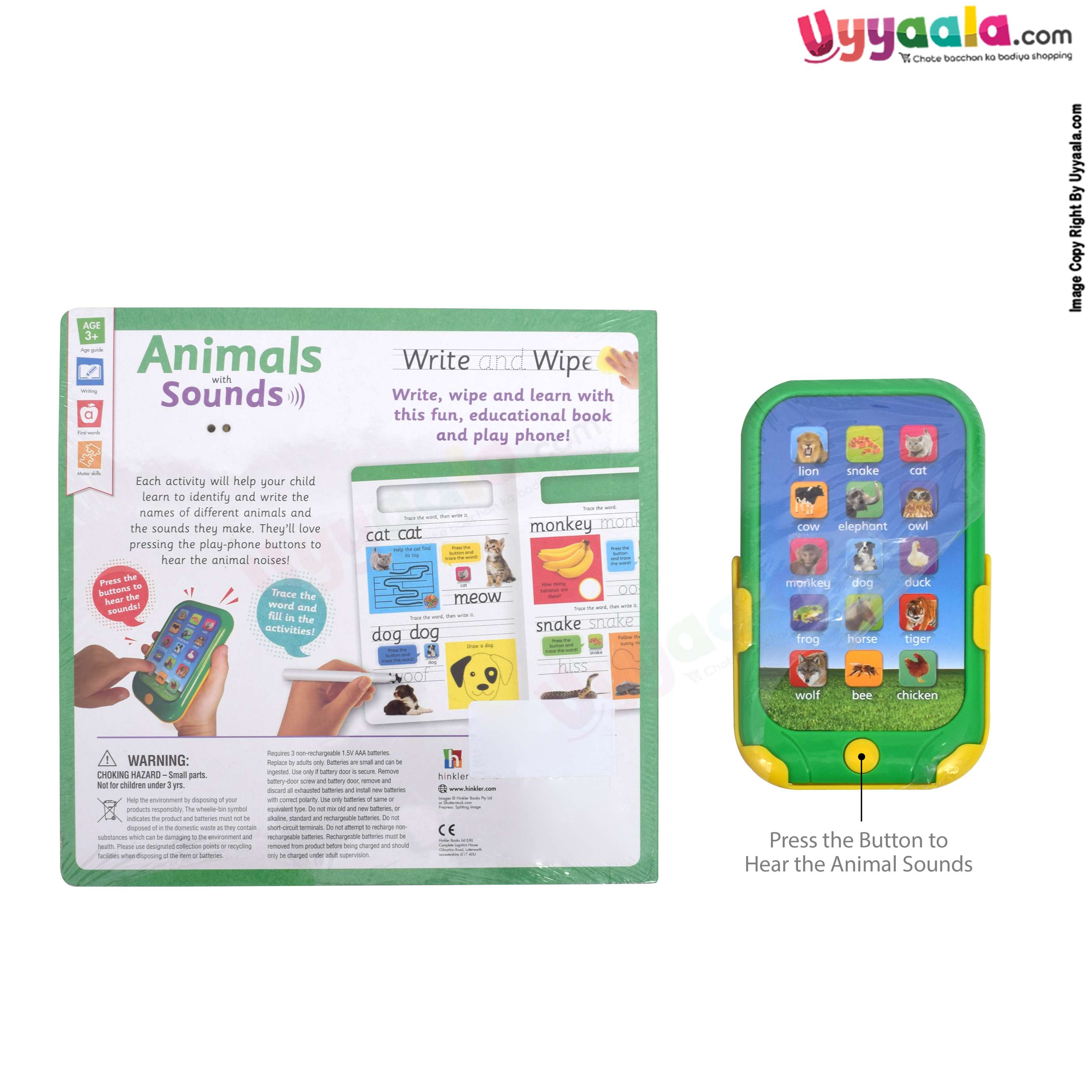 HINKLER Write and wipe - animals with sounds, 3 + years