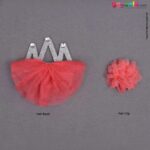 LION BEAR Glittery headwrap, flower bow clip & booties set (3 pcs) for babies - pink with glittery crown patch,