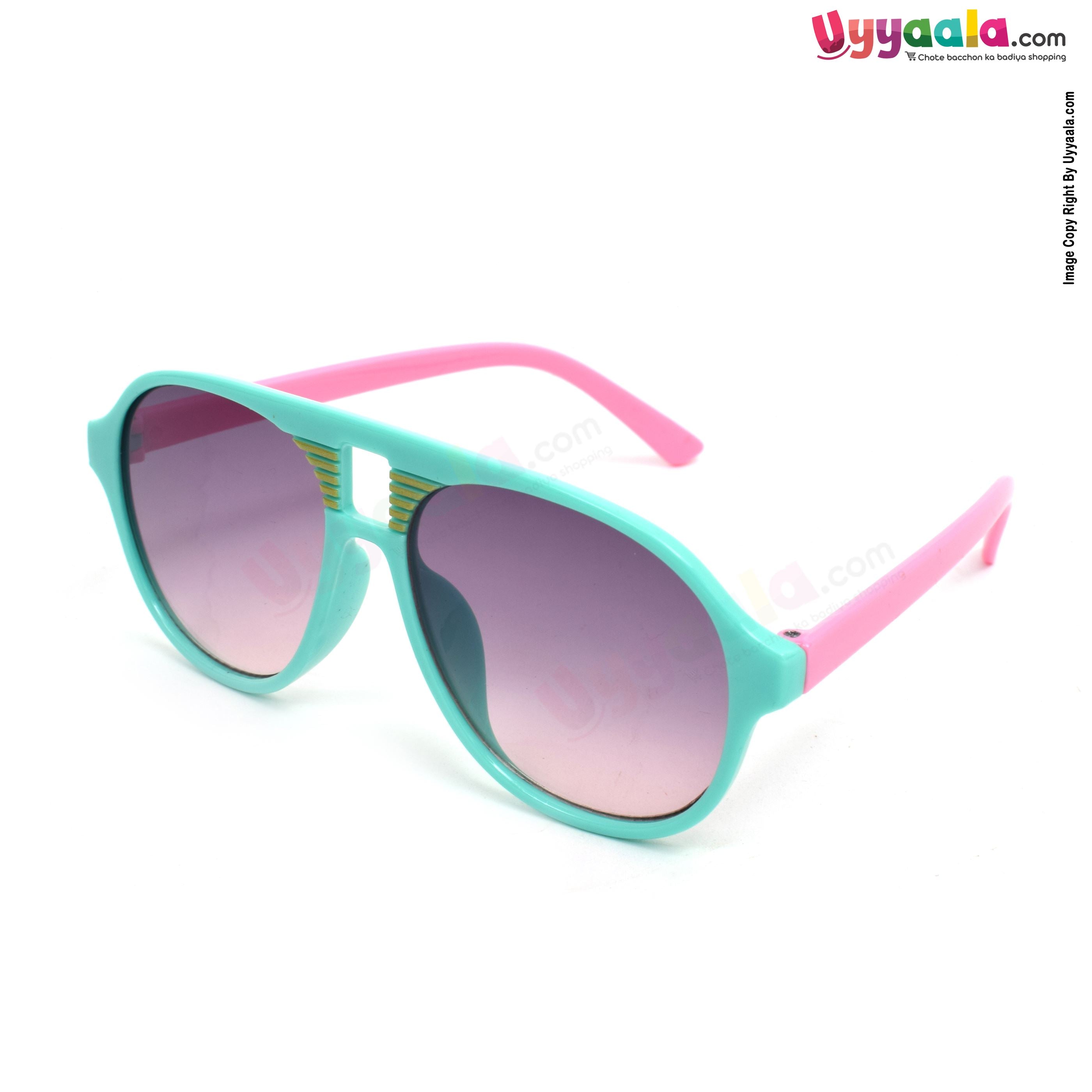 Trendy aviator cat-eye tinted goggoles for kids - green & pink