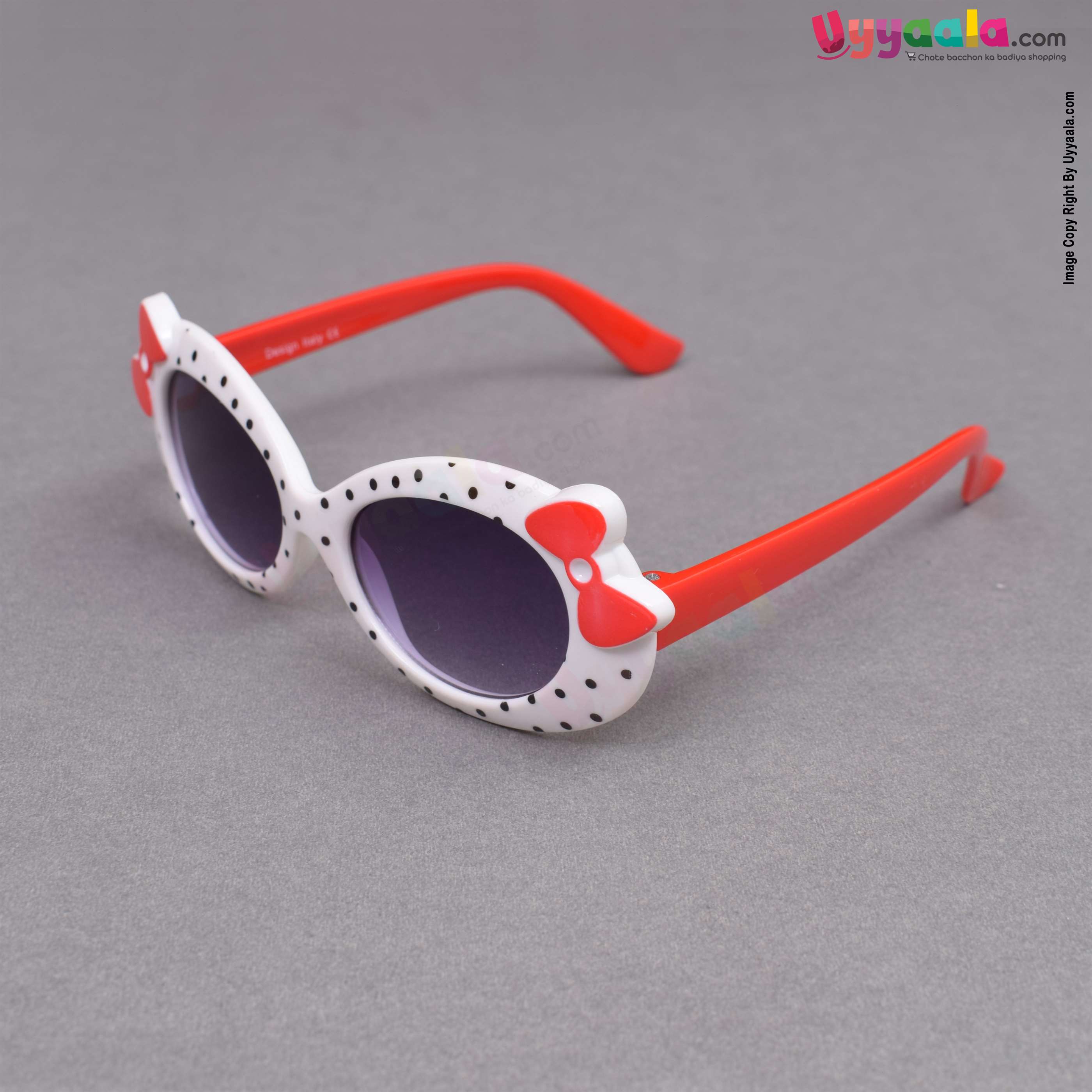 Stylish cat eye shaped tinted sunglasses for kids - white & red