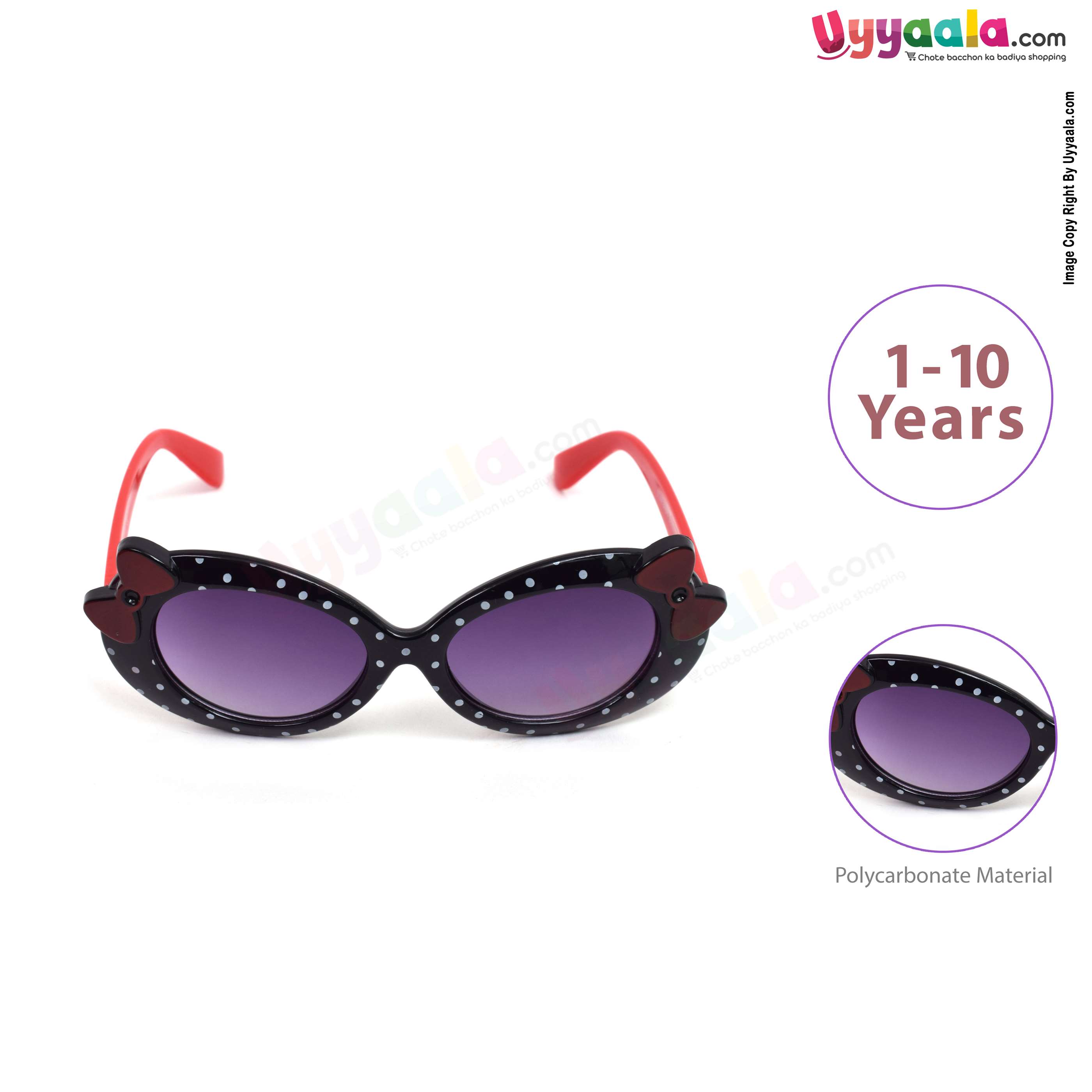 Stylish cat eye shaped tinted sunglasses for kids