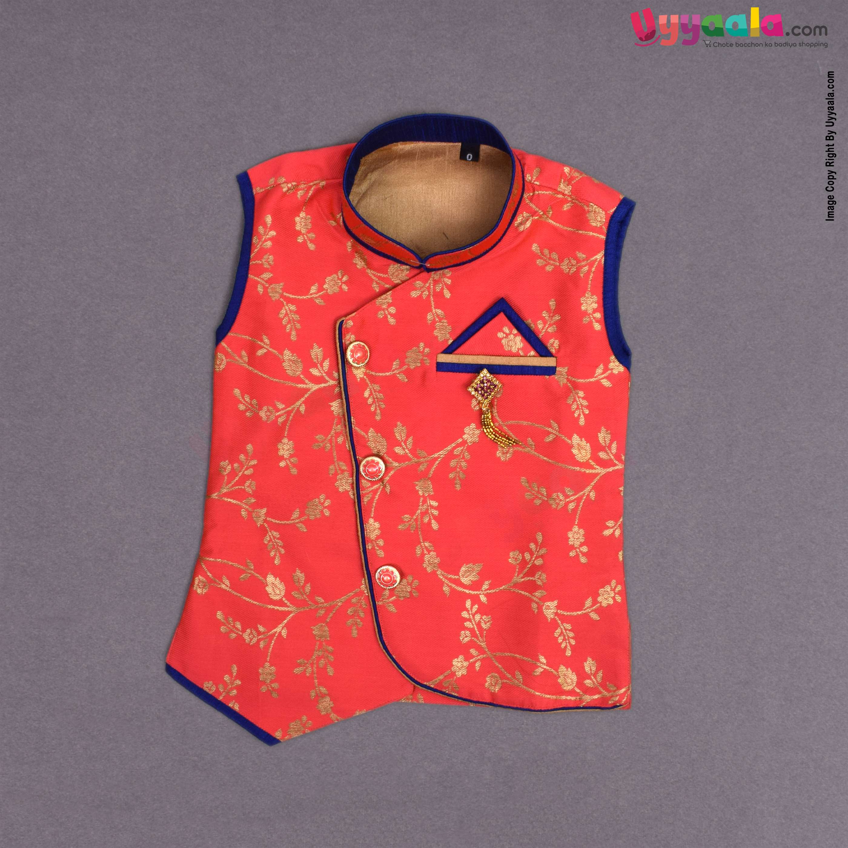 KUTE KIDS Ethnic wear full sleeves printed kurta & dothi set, poly-blend cotton for baby boys (06 - 12 m)