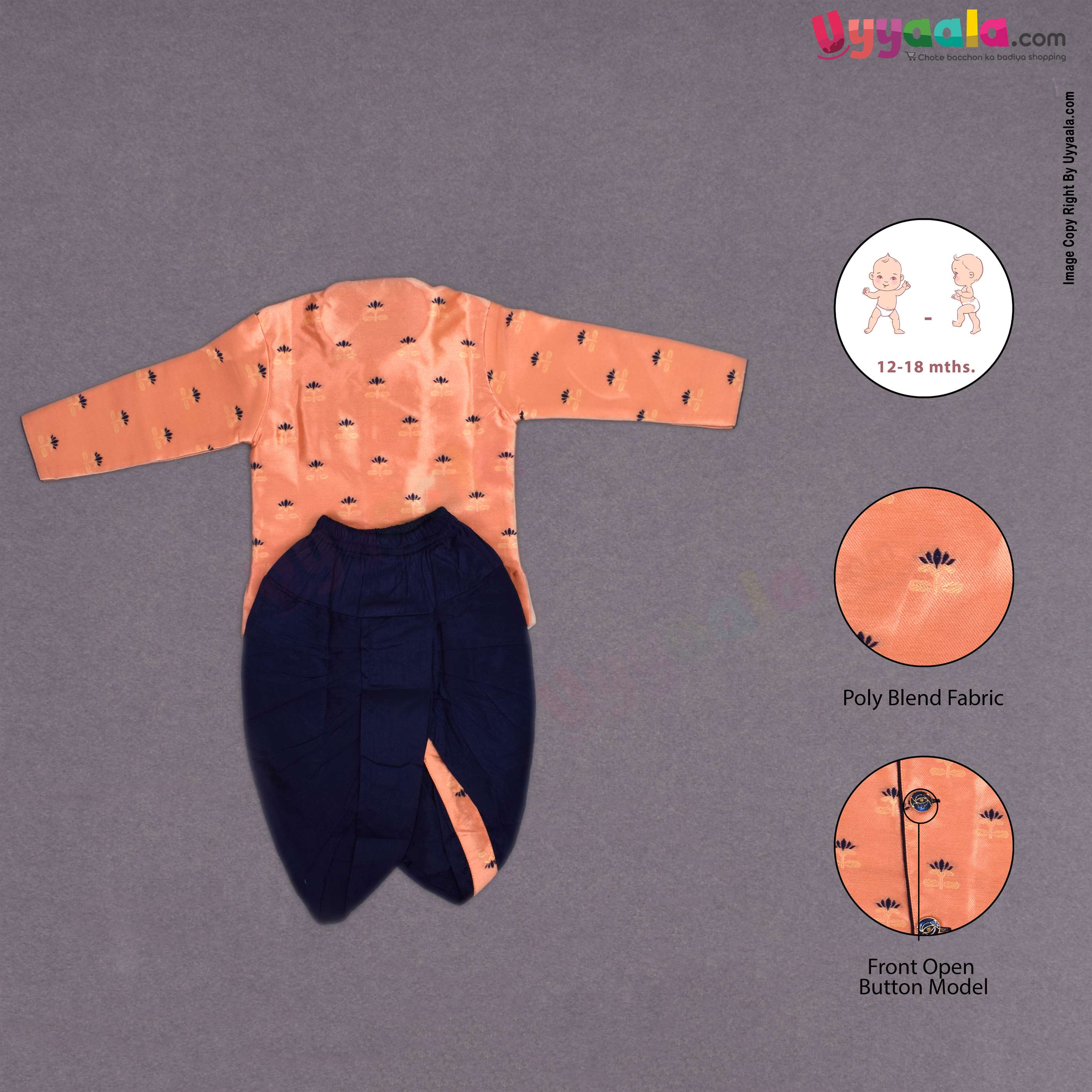 Ethinc wear sleeveless kurta & dothi set  for new born babies