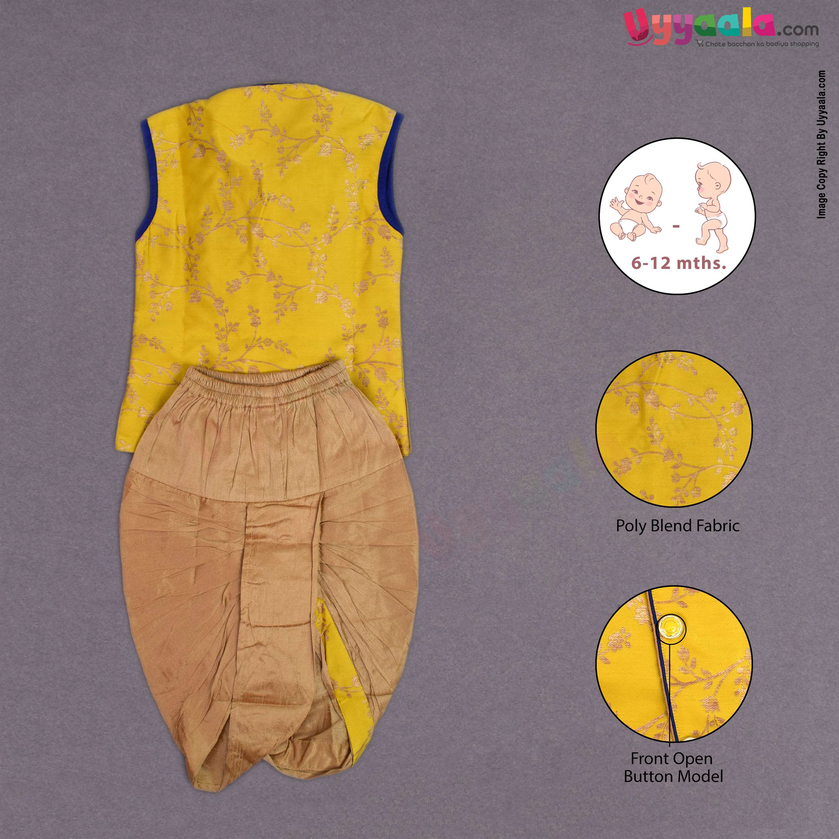 Ethinc wear sleeveless kurta & dothi set  for new born babies