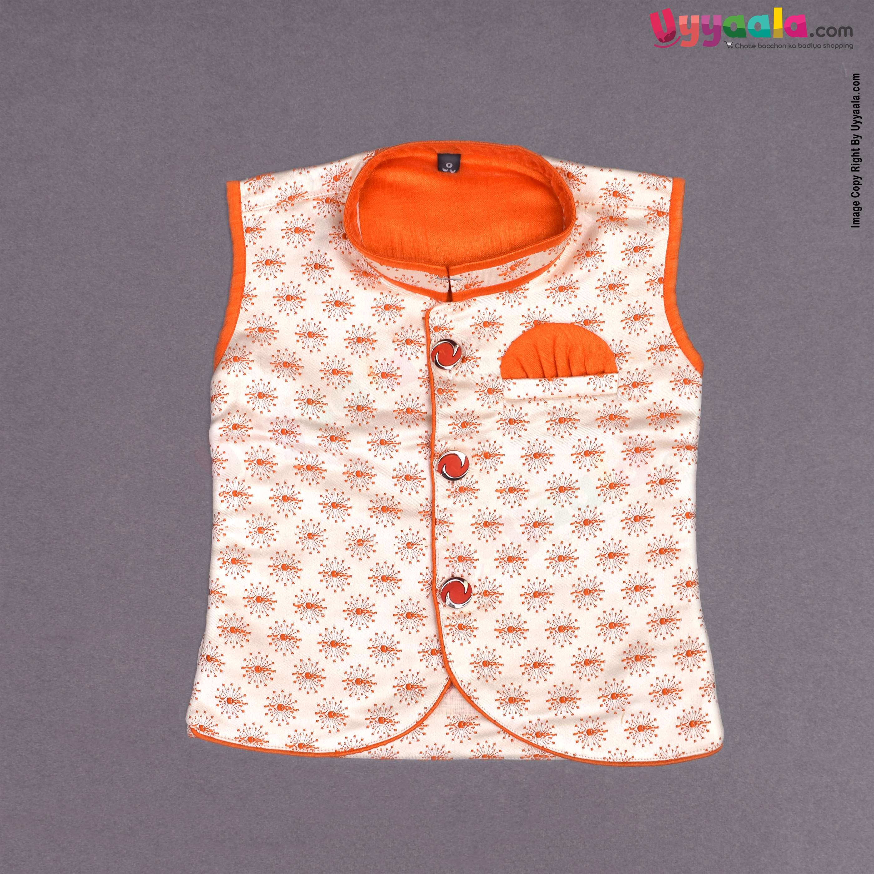 KUTE KIDS Ethinc wear sleeveless printed kurta & dothi set poly-blend cotton, for new born babies