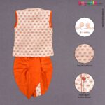 KUTE KIDS Ethinc wear sleeveless printed kurta & dothi set poly-blend cotton, for new born babies (0 - 3 m) - white & orange