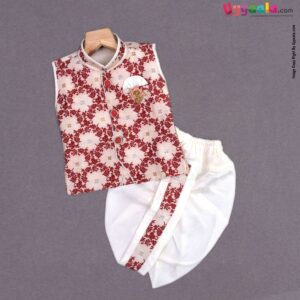 KUTE KIDS Ethinc wear sleeveless printed kurta & dothi set poly-blend cotton, for new born babies (0 - 3 m)