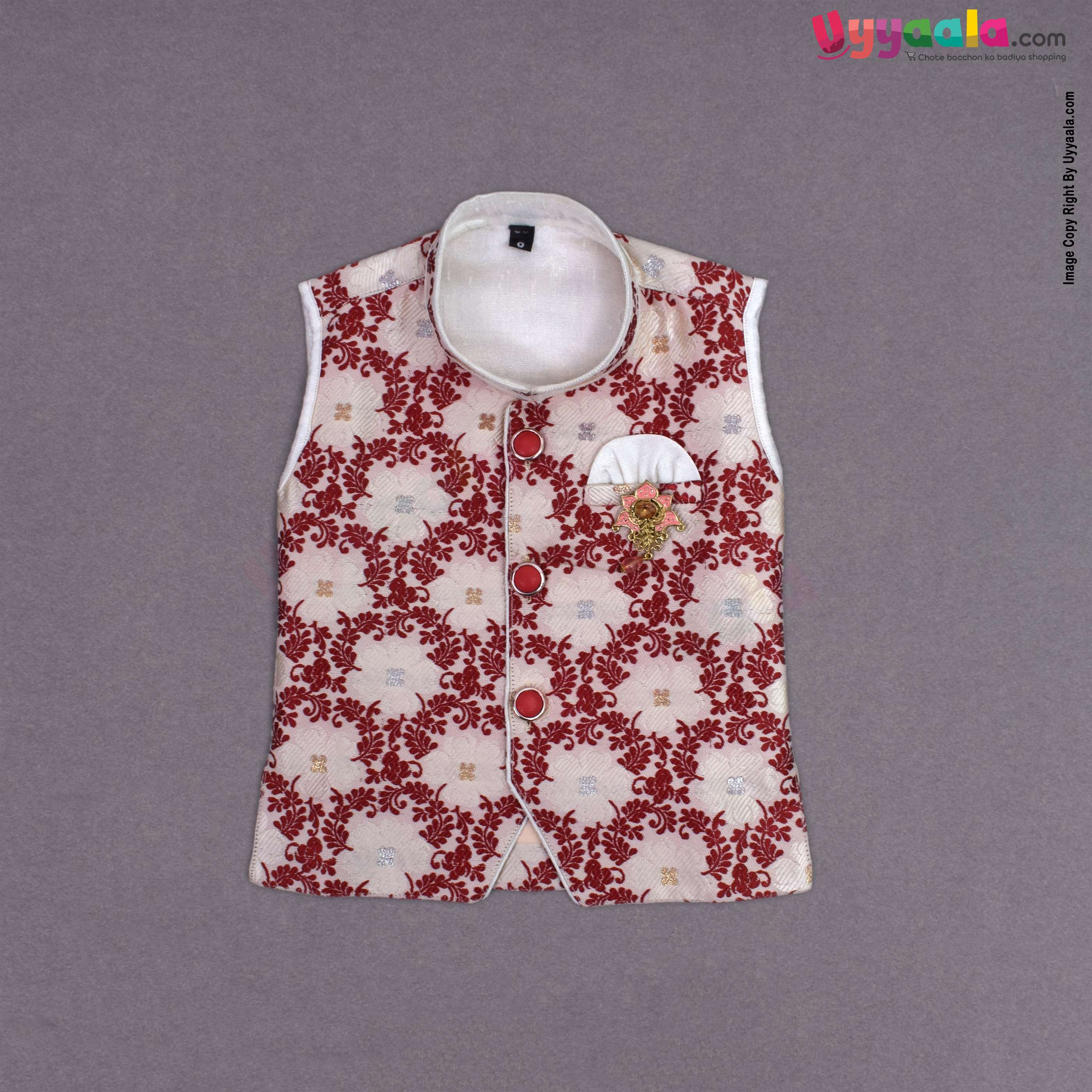 KUTE KIDS Ethinc wear sleeveless printed kurta & dothi set poly-blend cotton, for new born babies
