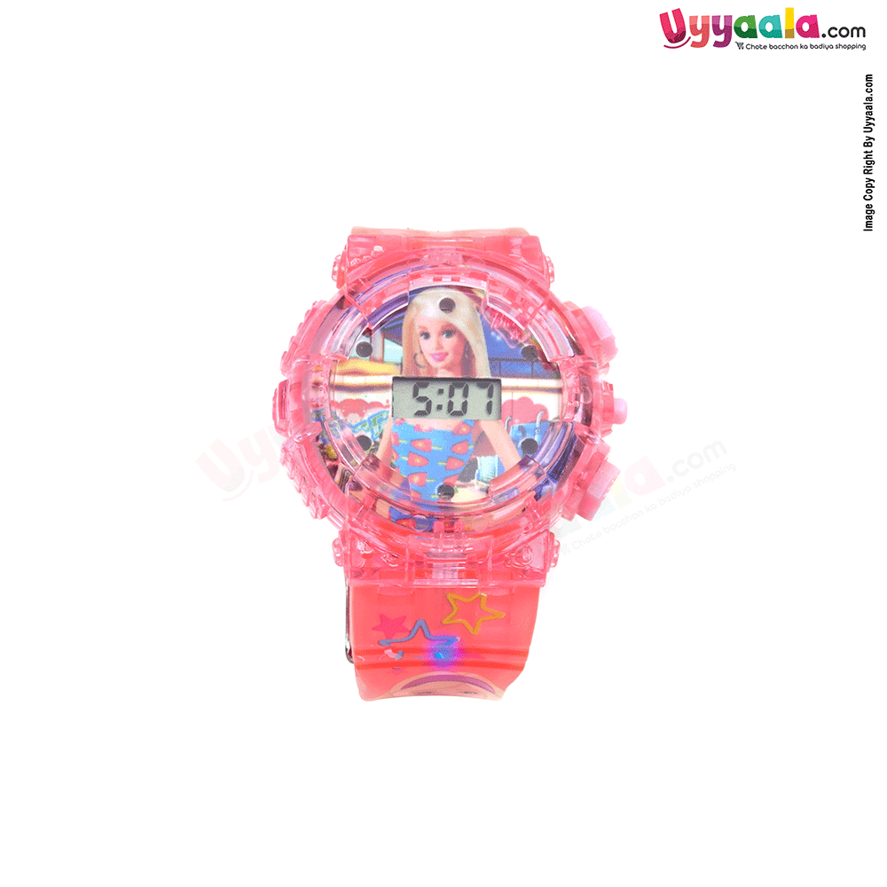 Barbie analog digital watch with led lights & music for kids