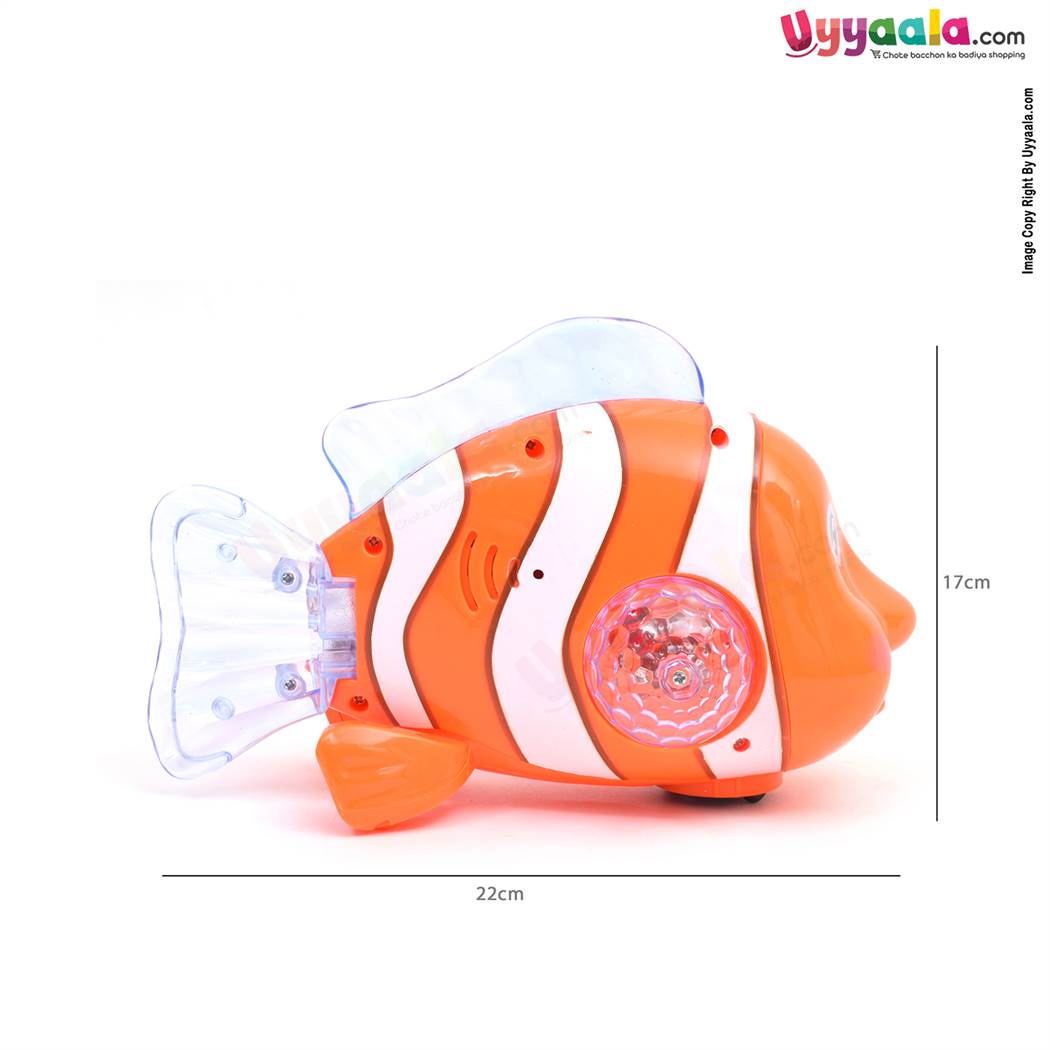 Clown fish multifunctional electrical toy with dazzle lights, music & universal rotation for kids
