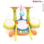 Drum set battery operated toy with adjustable microphone, music & lights for kids - 3 + years