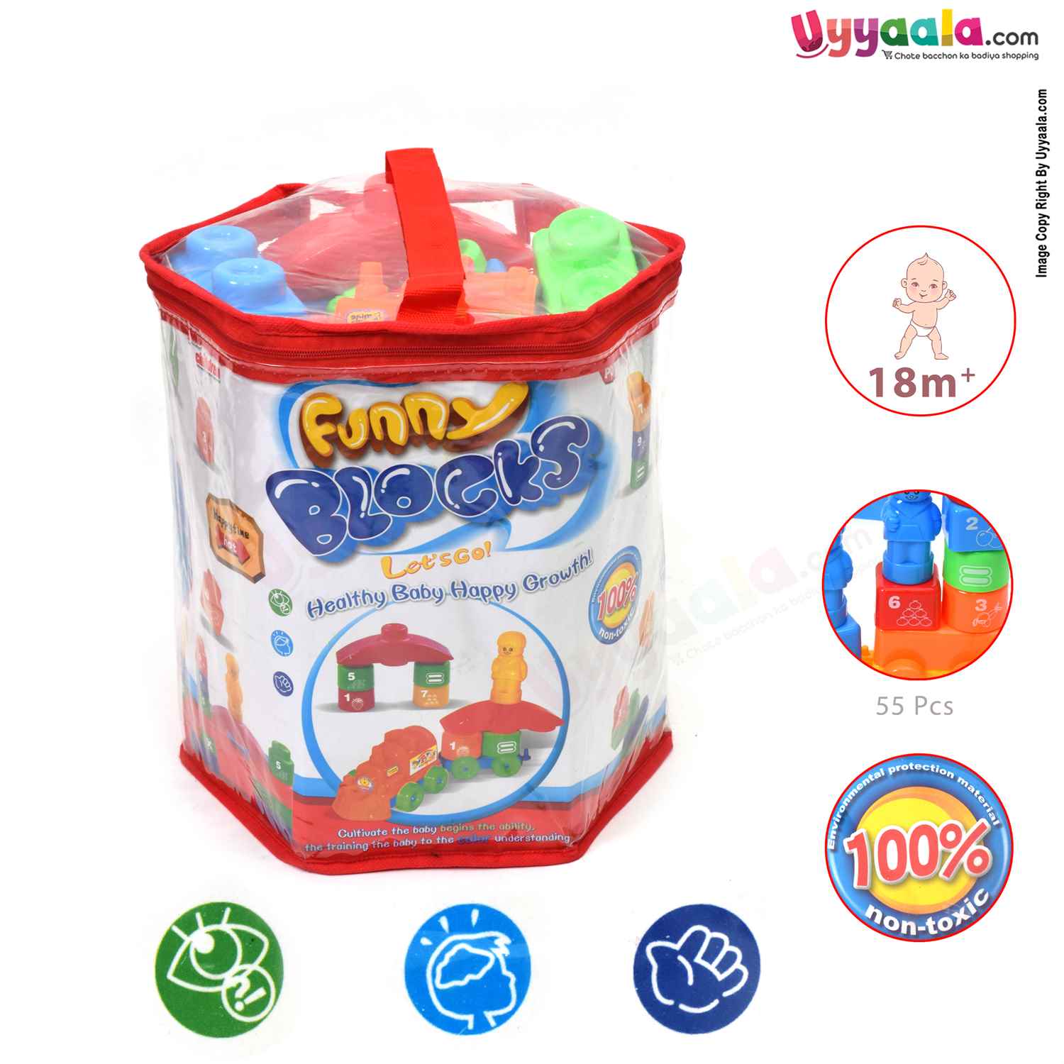 FUNNY BLOCKS Building Set Play & Learn 55 Pcs for Kids
