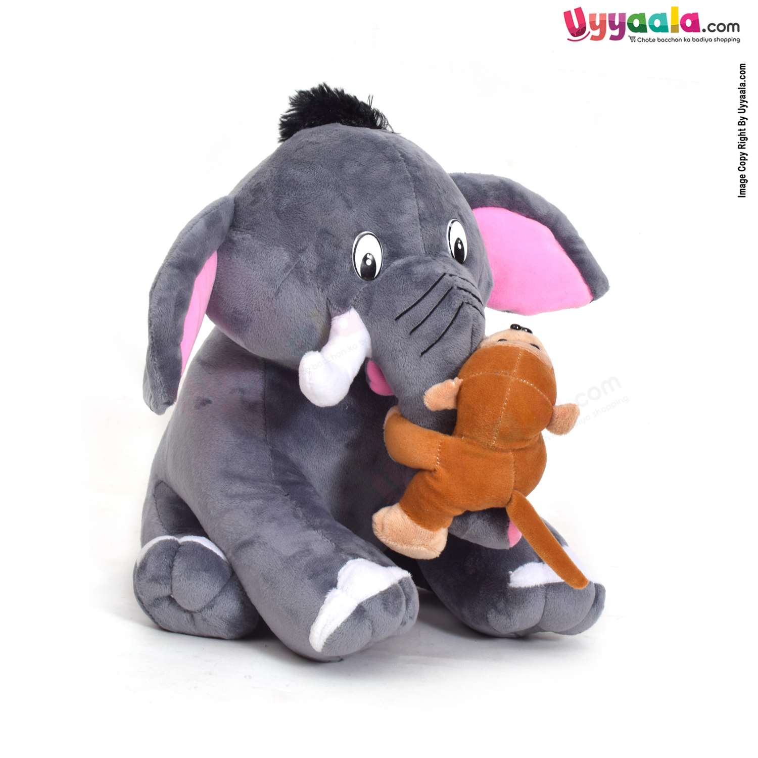 Plush fabric monkey with elephant soft toy