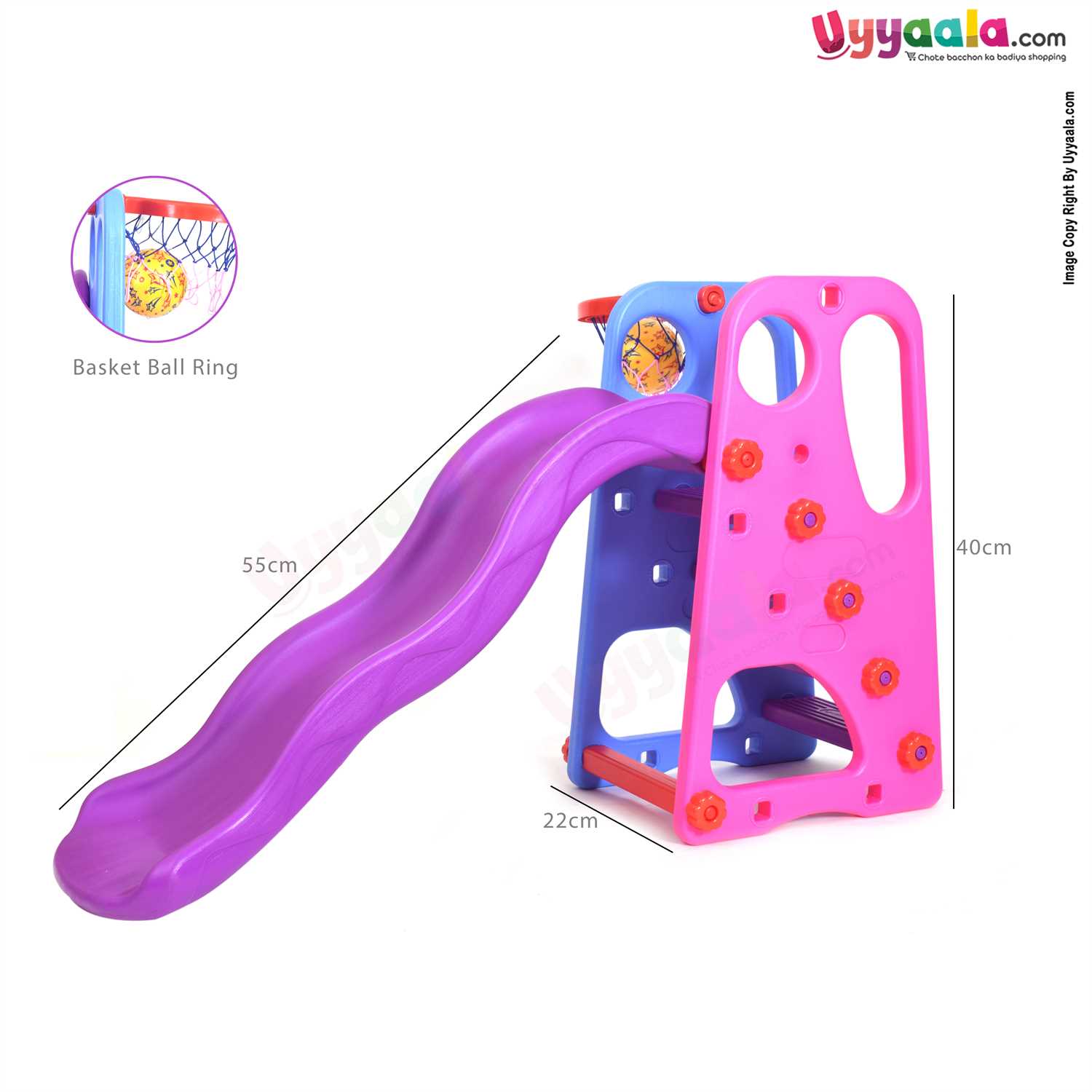 Indoor slide with basket ball & hoop