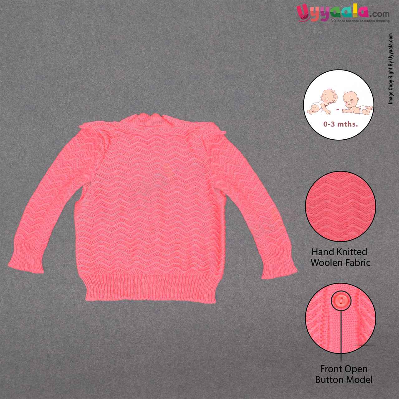 Front Opening Button Modeled Sweater With Cap & Socks