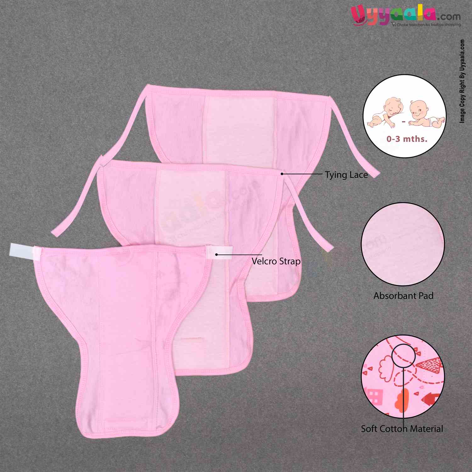 Washable Diapers With Attached Pad - Small