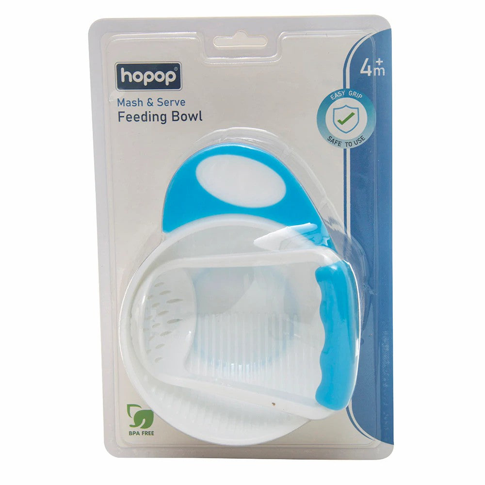 HOPOP Baby's Food Mash & Serve Feeding Bowl - Blue 4m+