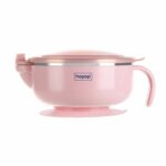 HOPOP Baby Steel Bowl With Suction Base - Pink 6m+