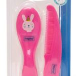 HOPOP Soft Bristle Comb & Brush Set For Babies - Pink 0m+