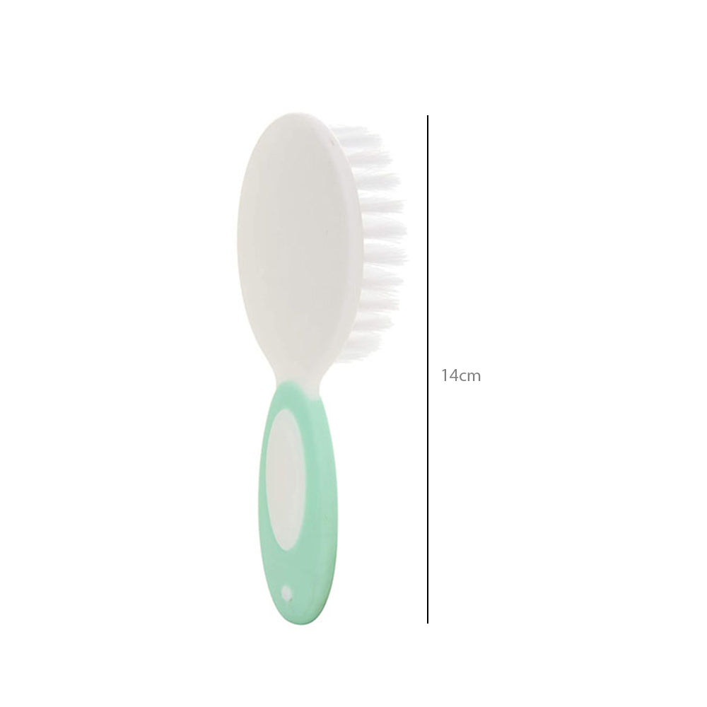 HOPOP Soft Bristle Comb & Brush Set For Babies - White & Green 0m+