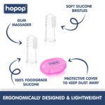 HOPOP Soft Silicone Finger Brush With Storage Case - Pink 0m+