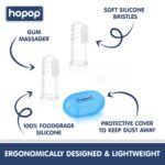 HOPOP Soft Silicone Finger Brush With Storage Case - Blue 0m+