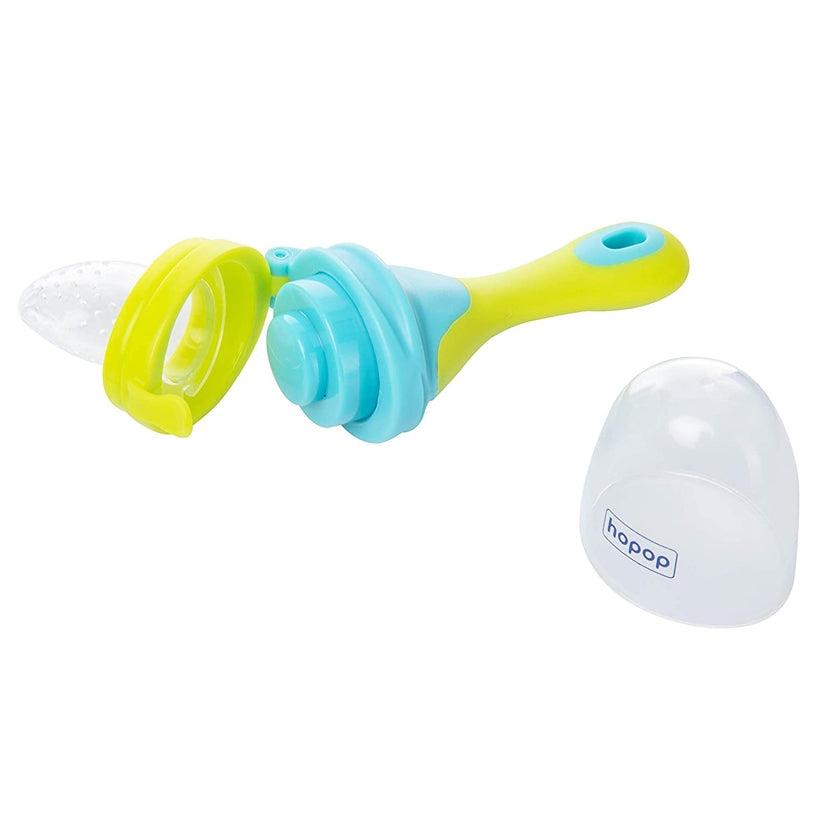 HOPOP Soft Silicone Fruit & Food Nibbler For Babies - Green & Blue 4m+