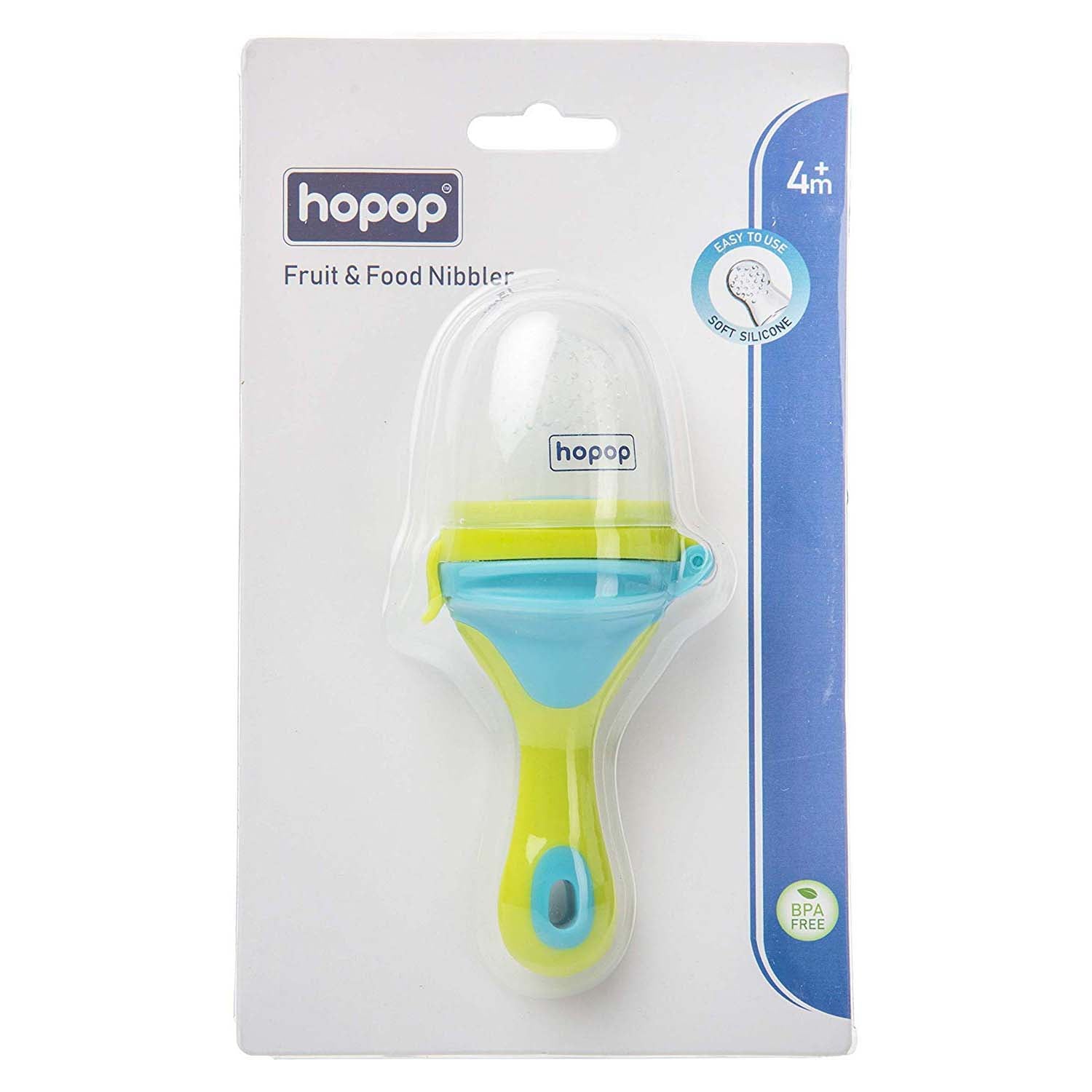 HOPOP Soft Silicone Fruit & Food Nibbler For Babies - Green & Blue 4m+