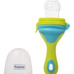 HOPOP Soft Silicone Fruit & Food Nibbler For Babies - Green & Blue 4m+