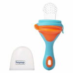 HOPOP Soft Silicone Fruit & Food Nibbler For Babies - Blue & Orange 4m+