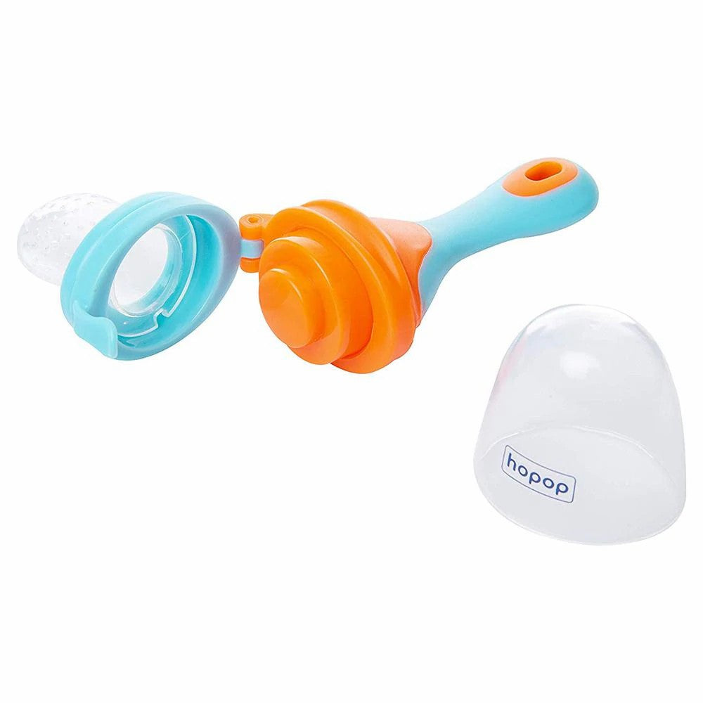 HOPOP Soft Silicone Fruit & Food Nibbler For Babies - Blue & Orange 4m+