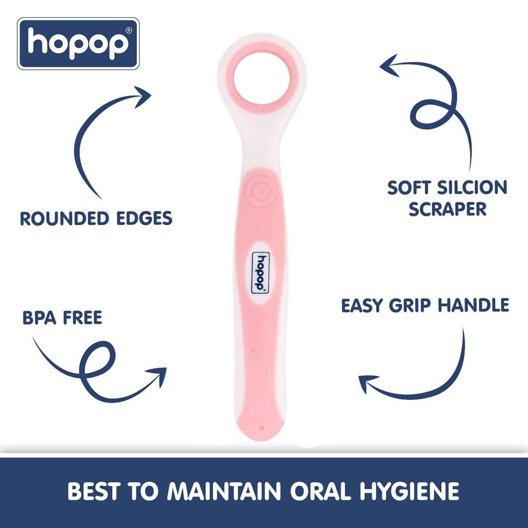 HOPOP Tongue Cleaner For Babies - Pink 3m+