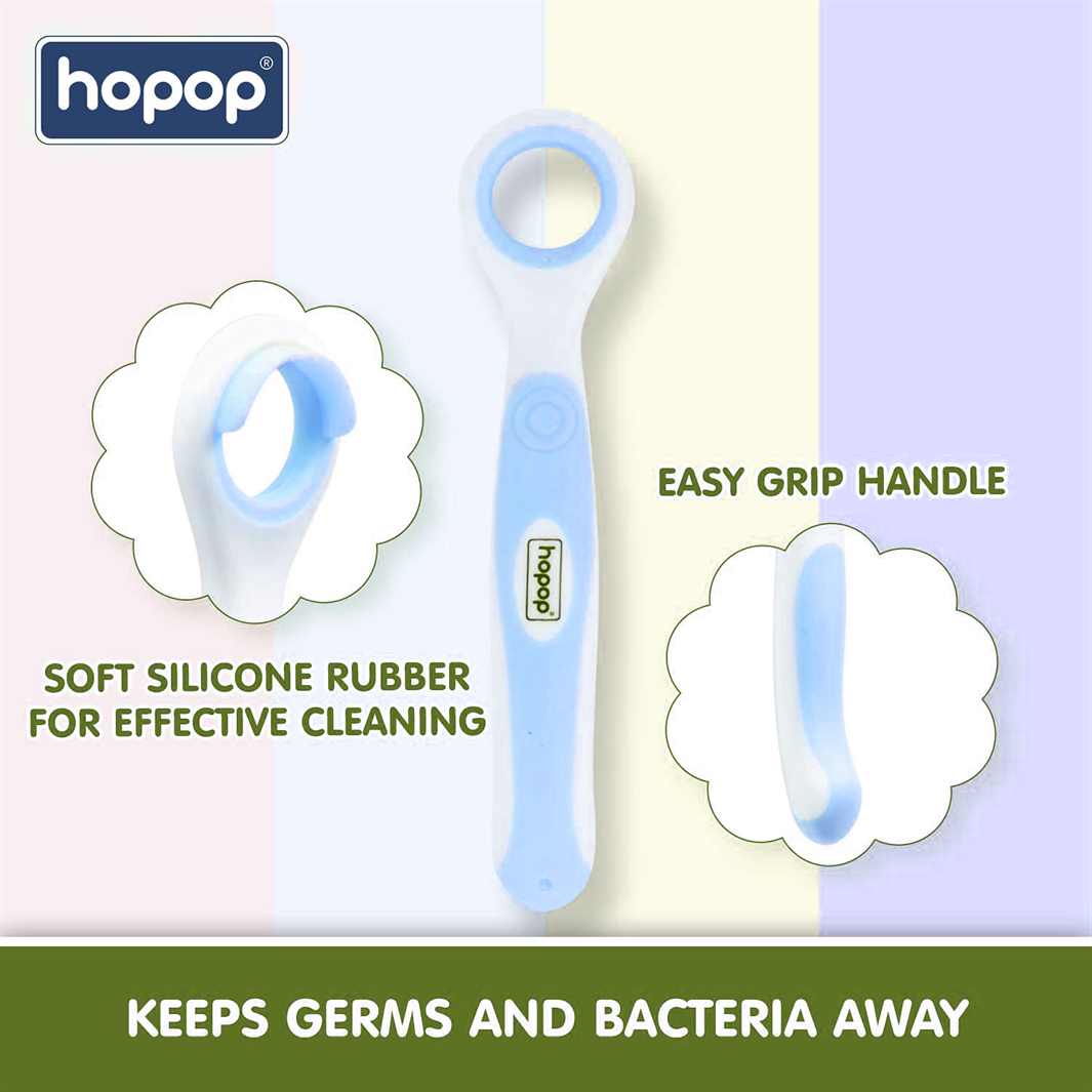 HOPOP Tongue Cleaner For Babies - Blue 3m+