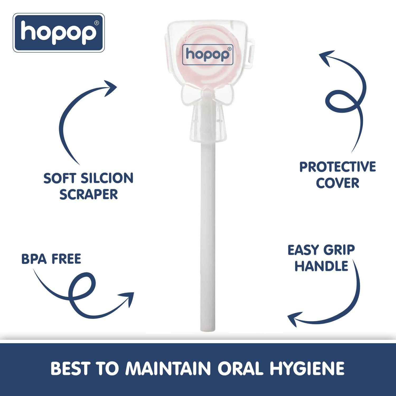 HOPOP Candy Tongue Cleaner For Babies - Pink 6m+