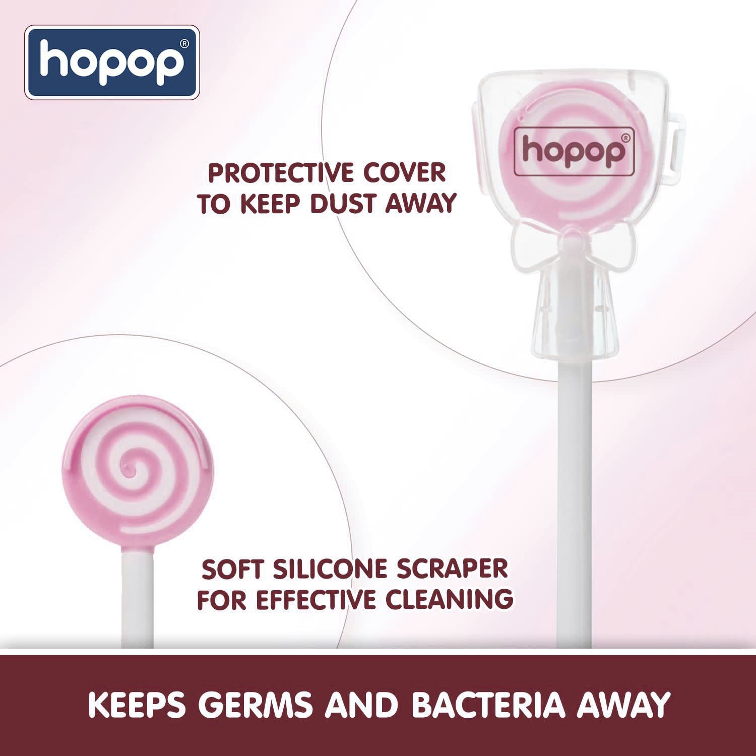 HOPOP Candy Tongue Cleaner For Babies - Pink 6m+