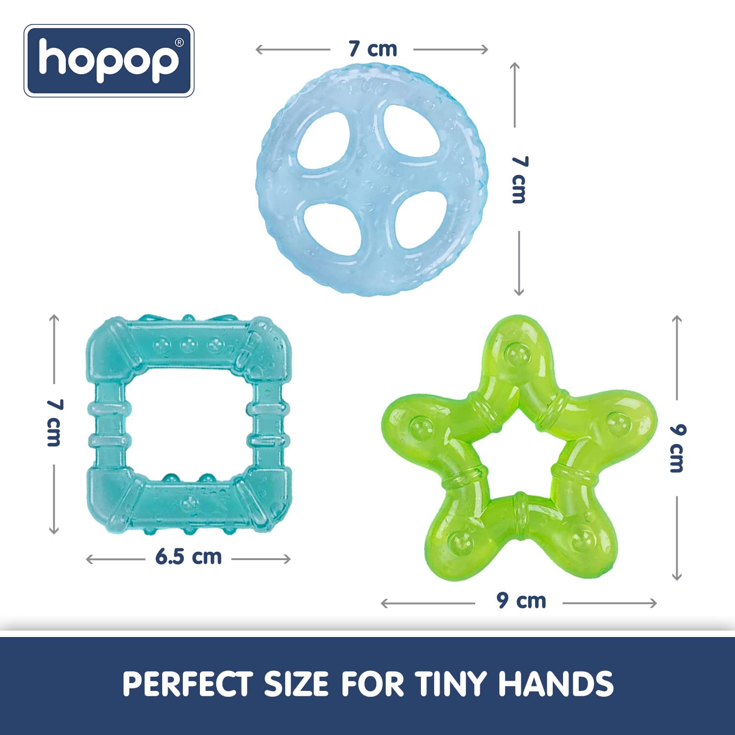 HOPOP BPA Free Water Filled Cooling Teether For Babies - Multicolor 3pcs 4m+