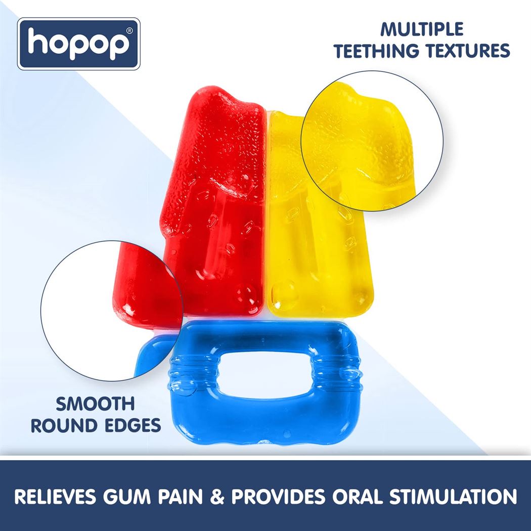 HOPOP Easy Grip Water Filled Cooling Teether For Babies - Ice Lolly 4m+
