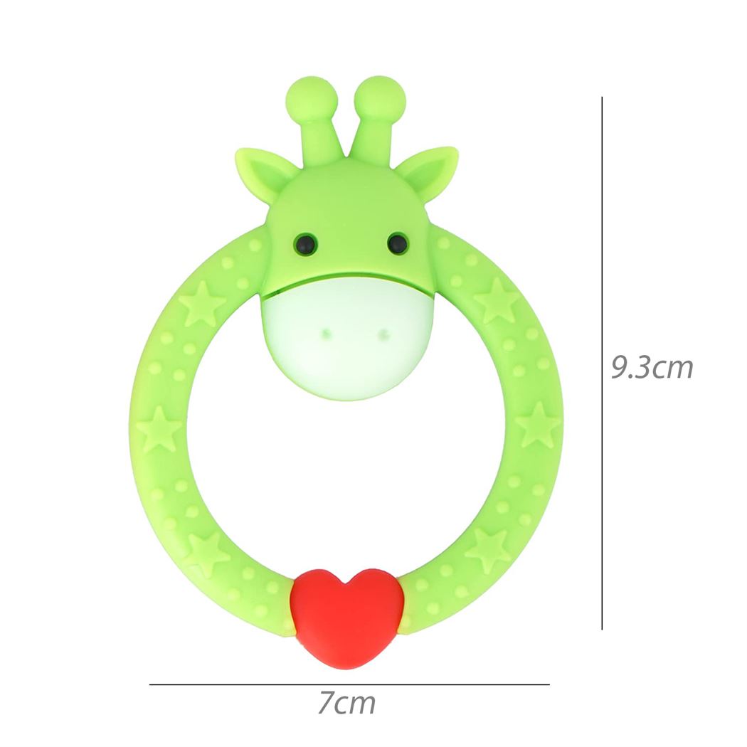 HOPOP Easy Grip Giraffe Shaped Silicone Teether - Green 4m+