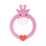 HOPOP Easy Grip Giraffe Shaped Silicone Teether - Pink 4m+