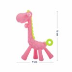 HOPOP Soft Silicone Giraffe Shaped Silicone Teether For Babies - Pink 4m+