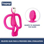 HOPOP Easy Grip Monkey Shaped Silicone Teether - Pink 4m+
