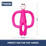 HOPOP Easy Grip Monkey Shaped Silicone Teether - Pink 4m+