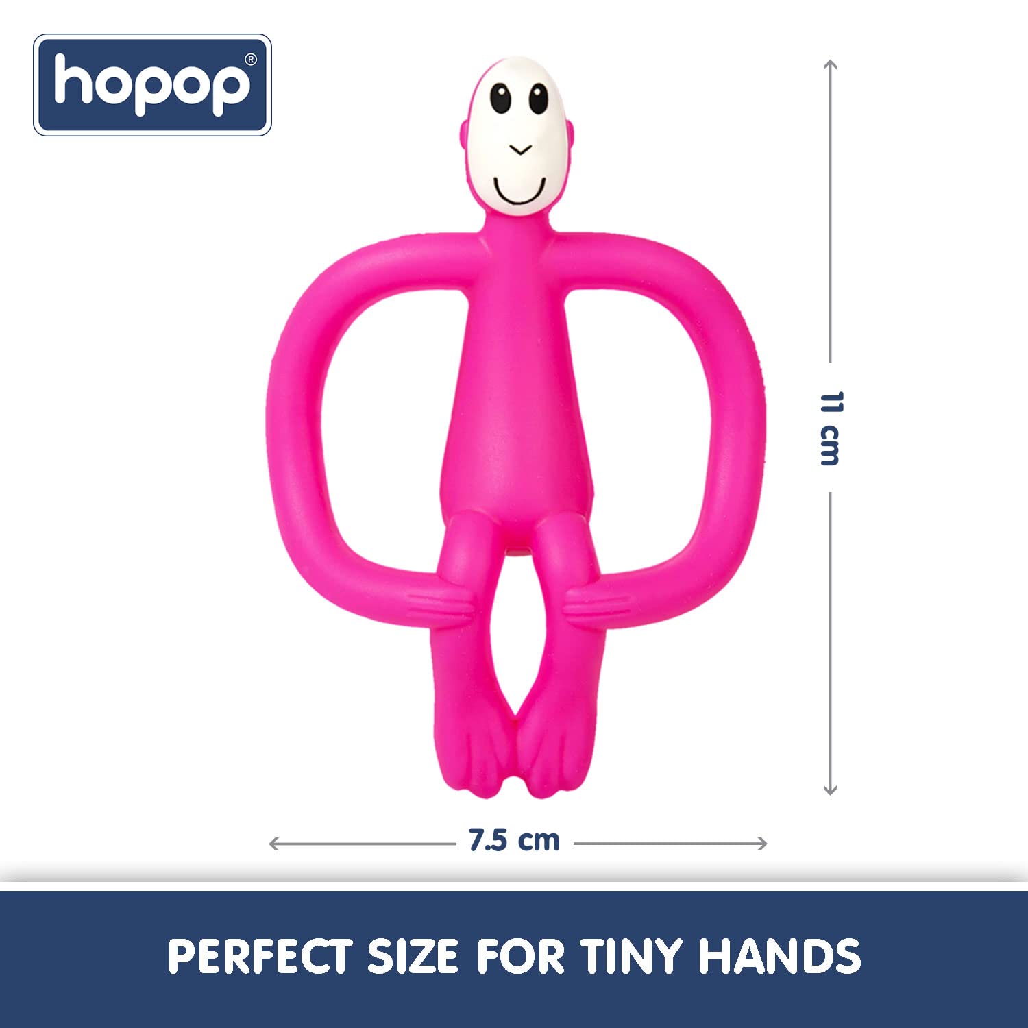 HOPOP Easy Grip Monkey Shaped Silicone Teether - Pink 4m+
