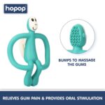 HOPOP Easy Grip Monkey Shaped Silicone Teether - Green 4m+
