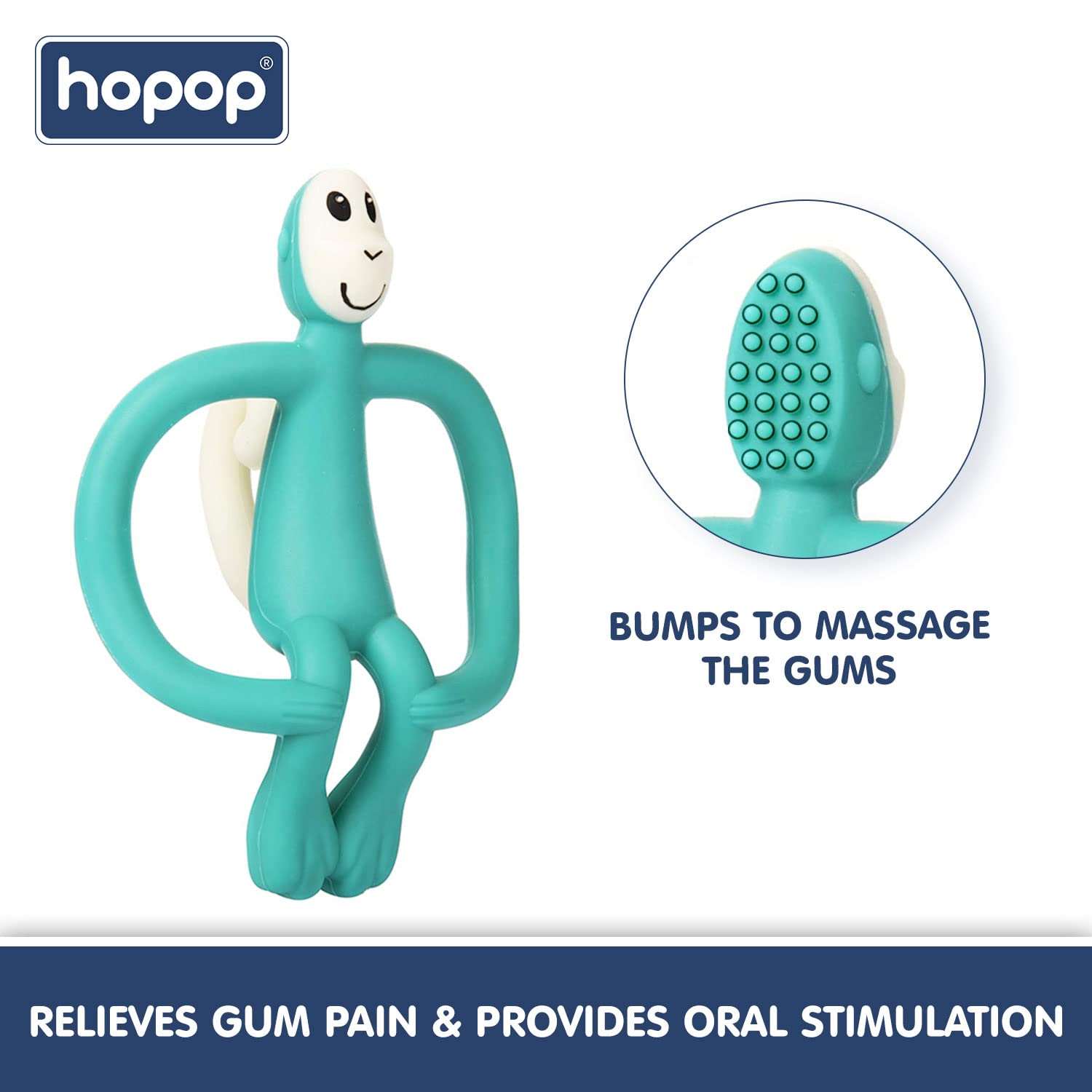 HOPOP Easy Grip Monkey Shaped Silicone Teether - Green 4m+